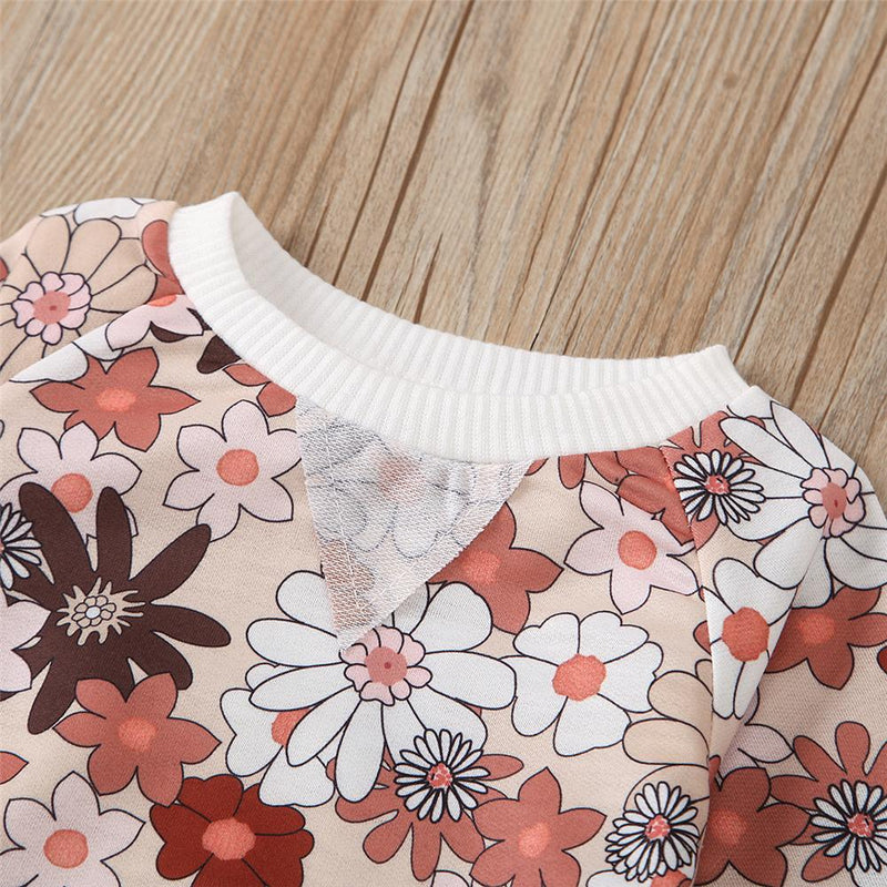 Toddler Girls Floral Long Sleeve Top & Pants Kids Wholesale Clothing - PrettyKid