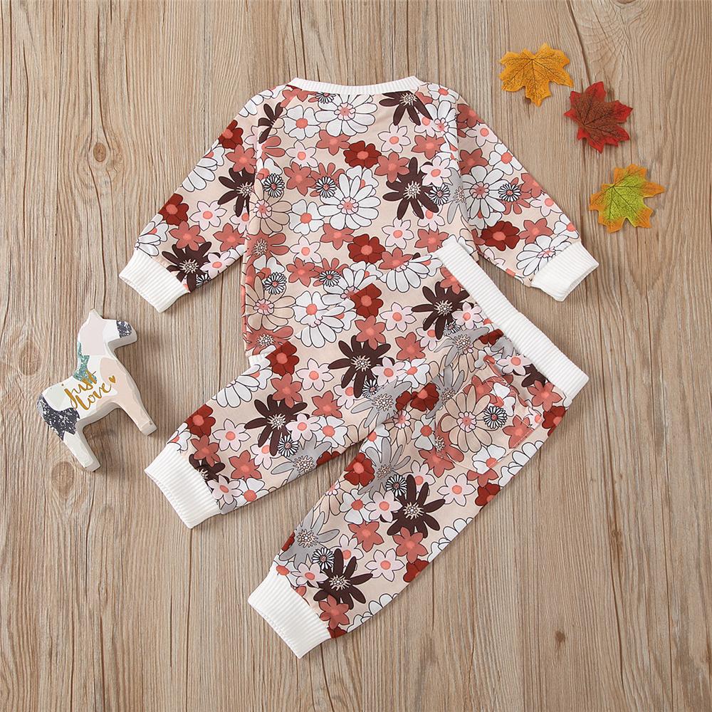 Toddler Girls Floral Long Sleeve Top & Pants Kids Wholesale Clothing - PrettyKid