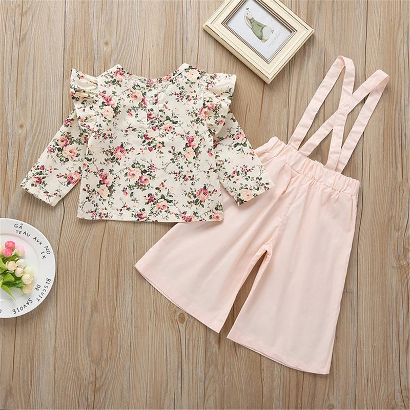 Girls Floral Long Sleeve Top & Solid Pants - PrettyKid