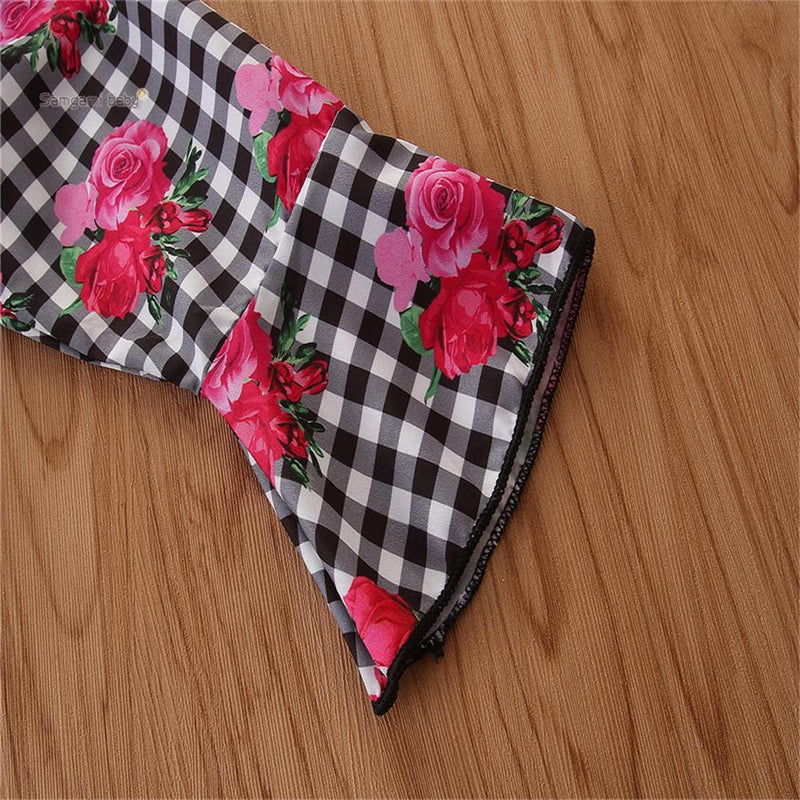 Toddler Girls Floral Plaid Top & Flared Trousers Wholesale Girl Clothing - PrettyKid