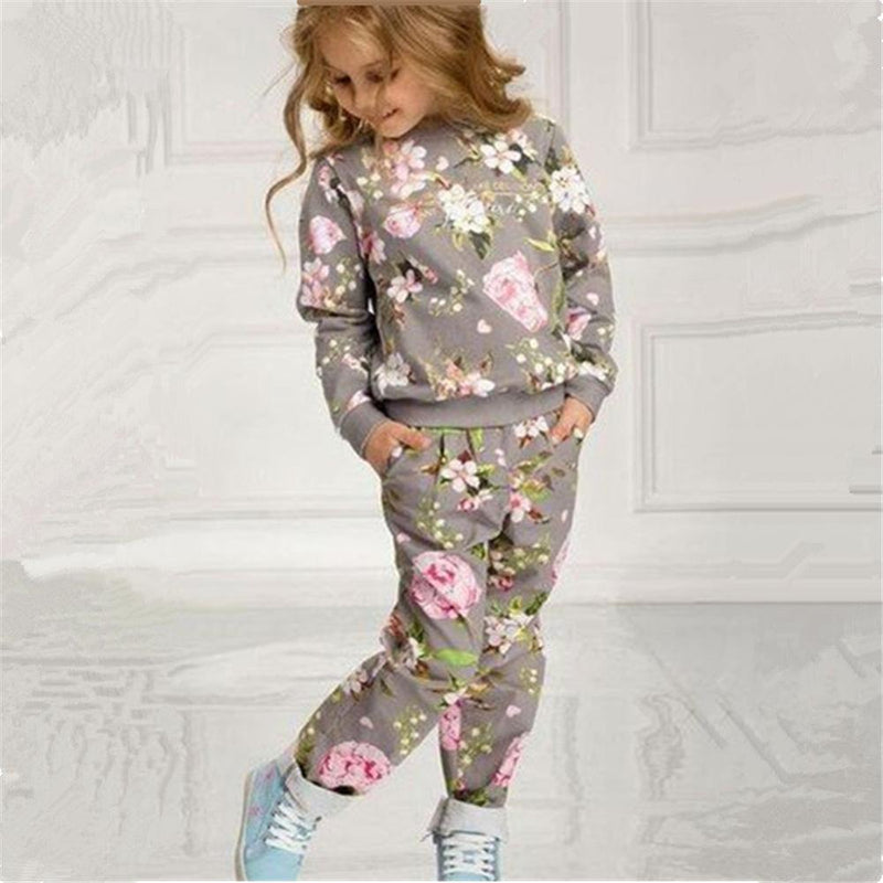 Toddler Girls Floral Print Crew Neck Top & Pants Girls Clothing Wholesalers - PrettyKid