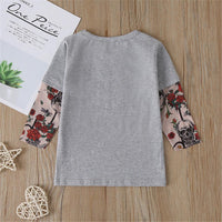 Gilrs Floral Print Long Sleeve Letter Jumpers - PrettyKid