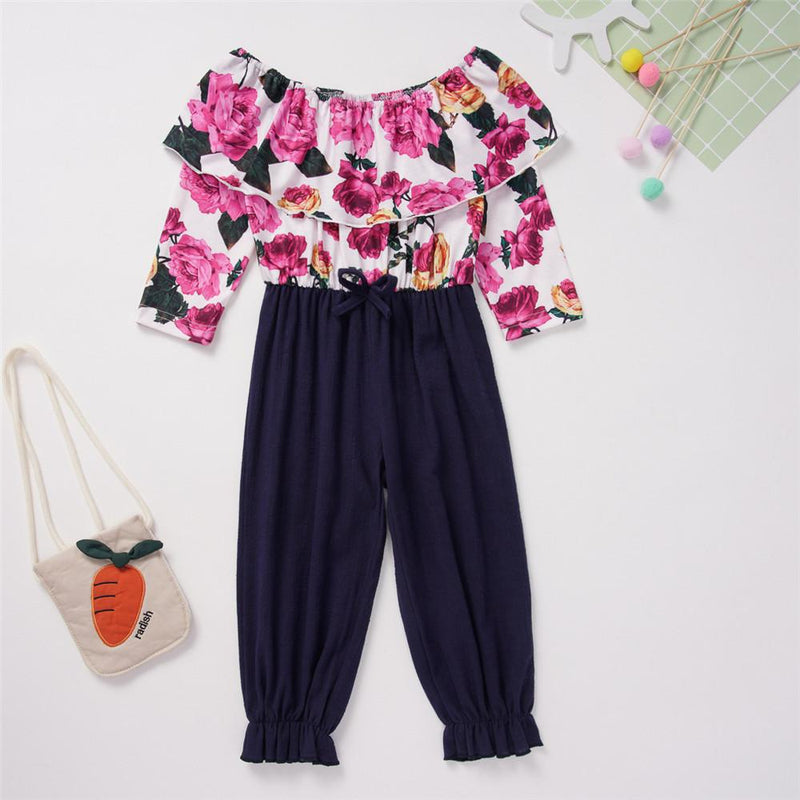 Girls Floral Print Sweet Jumpsuit - PrettyKid