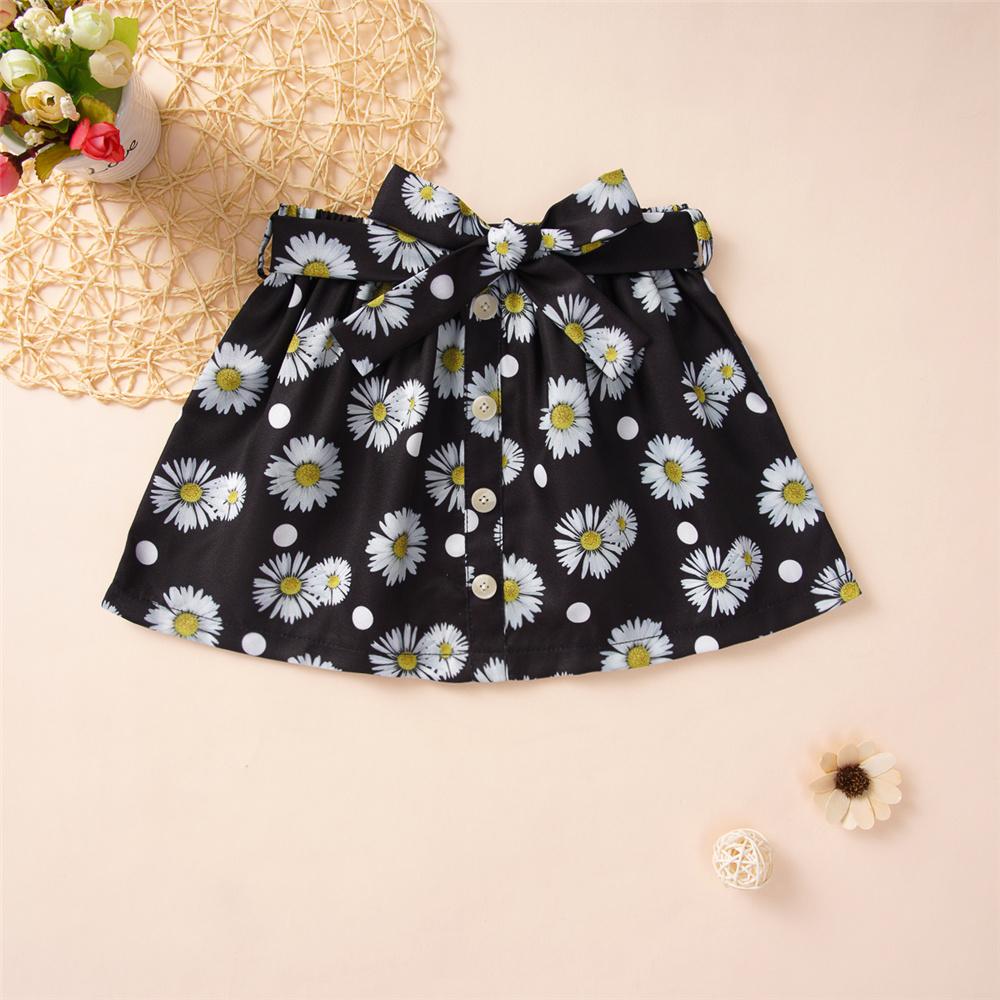 Girls Floral Printed Belt Skirt Baby Girl Boutique clothes Wholesale - PrettyKid