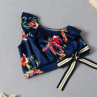 Girls Floral Printed Bow Decor Sleeveless Top & Trousers Wholesale Girls - PrettyKid