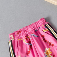 Girls Floral Printed Bow Decor Sleeveless Top & Trousers Wholesale Girls - PrettyKid