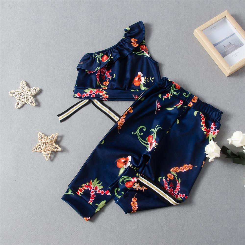 Girls Floral Printed Bow Decor Sleeveless Top & Trousers Wholesale Girls - PrettyKid