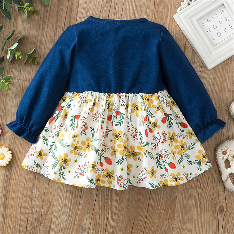 Girls Floral Printed Casual Dress Girls Wholesale Dresses - PrettyKid