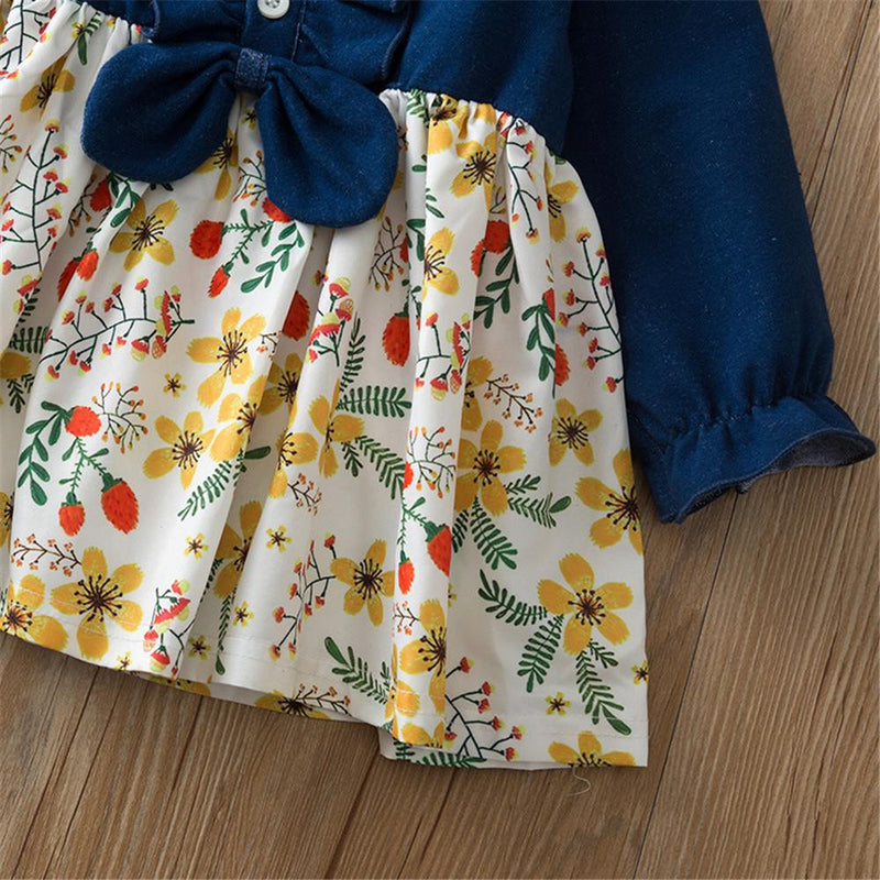 Girls Floral Printed Casual Dress Girls Wholesale Dresses - PrettyKid