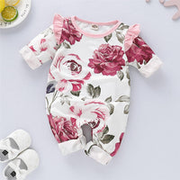 Baby Girls Floral Printed Cotton Long Sleeve Romper Baby Wholesales - PrettyKid