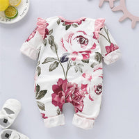 Baby Girls Floral Printed Cotton Long Sleeve Romper Baby Wholesales - PrettyKid