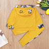 Baby Girls Floral Printed Cute Hooded Top & Trousers Baby Wholesales - PrettyKid