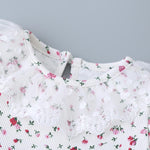 Baby Girls Floral Printed Lace Collar Rompers - PrettyKid