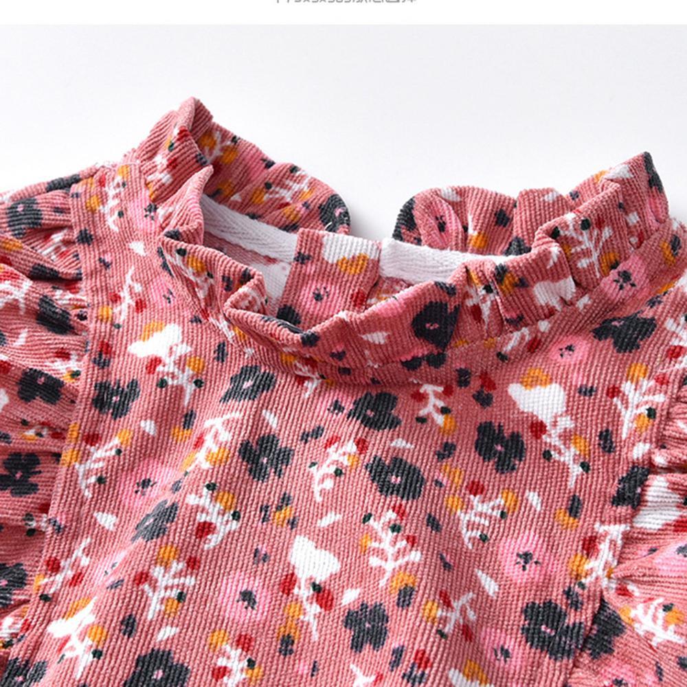 Toddler Girls Floral Printed Long Sleeve Corduroy Dress Girl Wholesale - PrettyKid