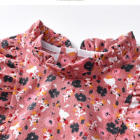 Toddler Girls Floral Printed Long Sleeve Corduroy Dress Girl Wholesale - PrettyKid