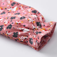 Toddler Girls Floral Printed Long Sleeve Corduroy Dress Girl Wholesale - PrettyKid