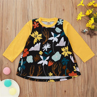 Girls Floral Printed Long Sleeve Crew Neck Dress Baby Girl Wholesale - PrettyKid