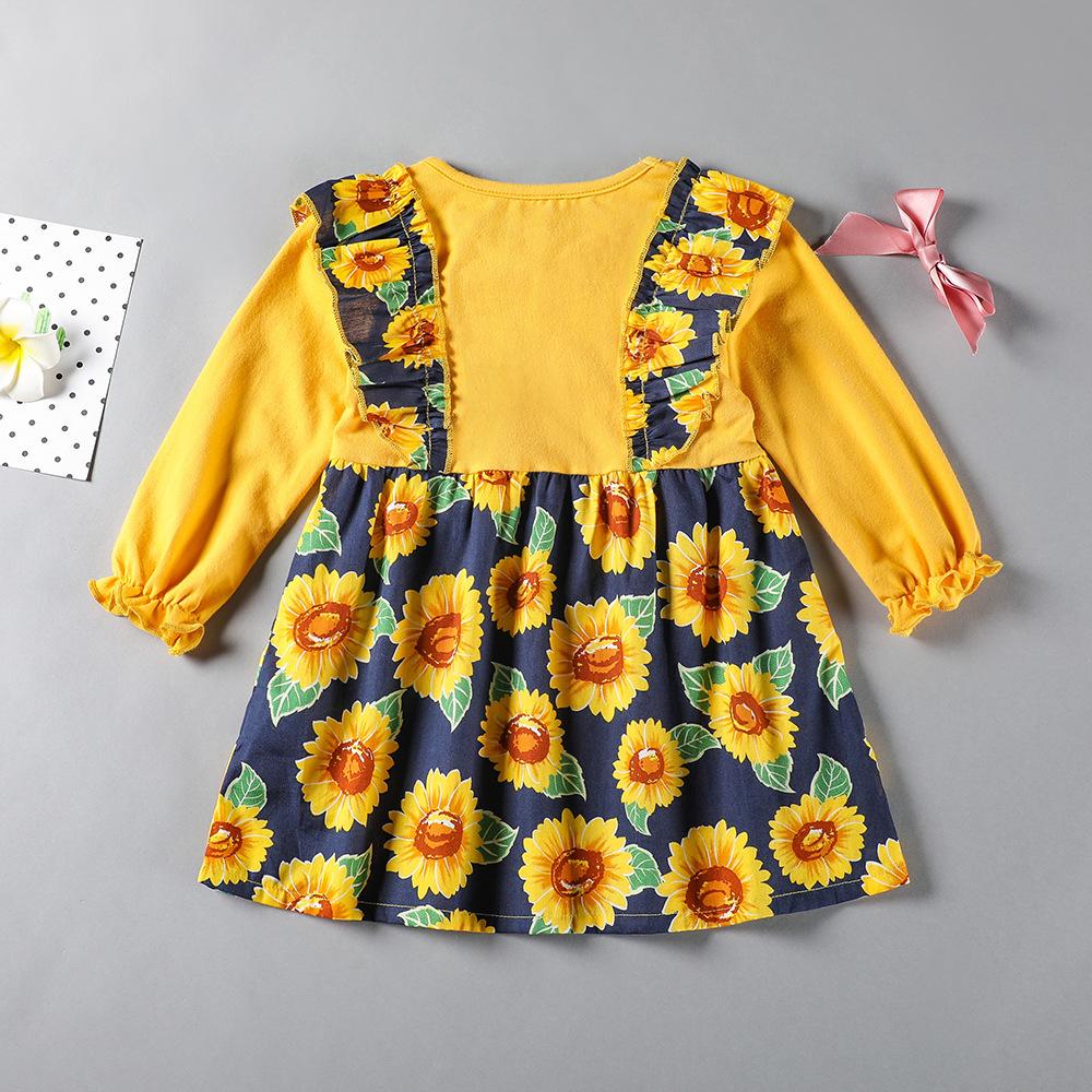 Baby Girls Floral Printed Long Sleeve Dress Wholesale Baby Boutique Items - PrettyKid