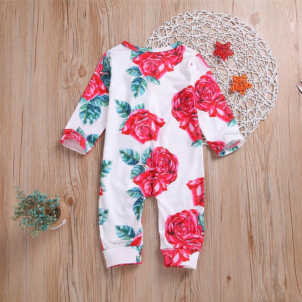 Baby Girls Floral Printed Long Sleeve Romper Wholesale Baby Clothes Suppliers - PrettyKid