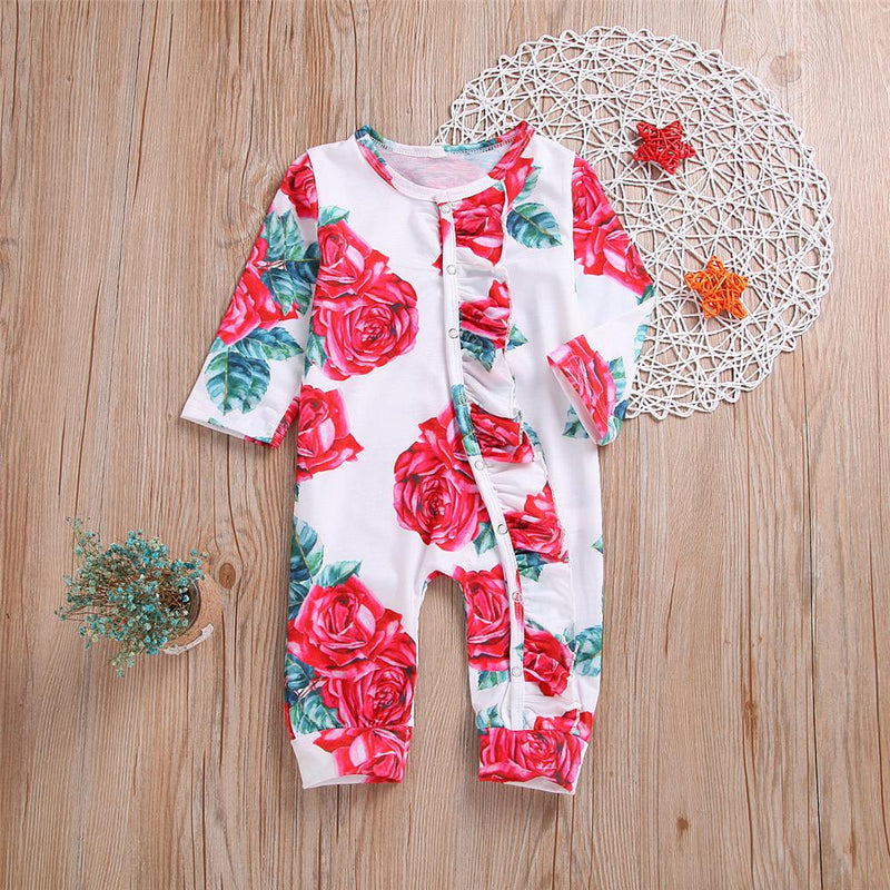 Baby Girls Floral Printed Long Sleeve Romper Wholesale Baby Clothes Suppliers - PrettyKid