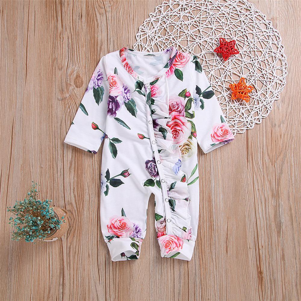 Baby Girls Floral Printed Long Sleeve Romper Wholesale Baby Clothes Suppliers - PrettyKid