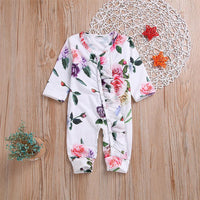 Baby Girls Floral Printed Long Sleeve Romper Wholesale Baby Clothes Suppliers - PrettyKid