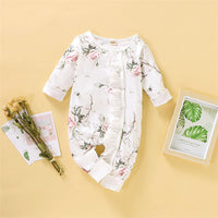 Baby Girls Floral Printed Long Sleeve Rompers - PrettyKid