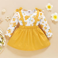 Girls Floral Printed Long Sleeve T-shirt Suspender Skirt Girls Clothing Wholesalers - PrettyKid