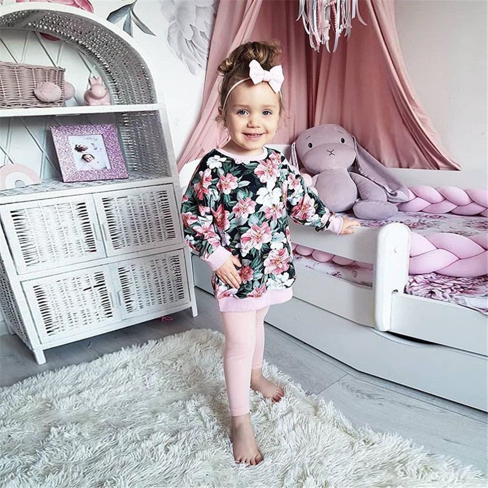 Toddler Girs Floral Printed Long Sleeve Top & Pants Toddler Girls Wholesale - PrettyKid