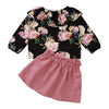 Toddler Girls Floral Printed Long Sleeve Top & Skirt Wholesale Girls - PrettyKid