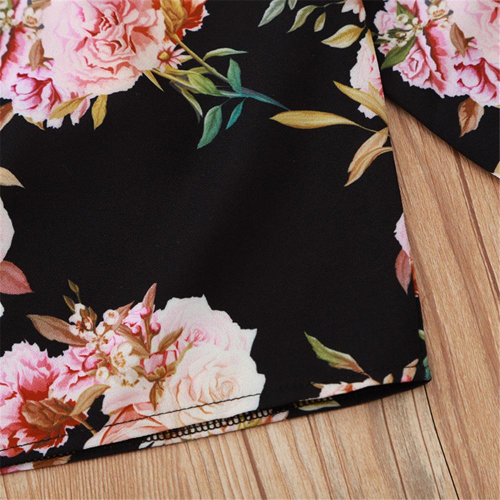 Toddler Girls Floral Printed Long Sleeve Top & Skirt Wholesale Girls - PrettyKid