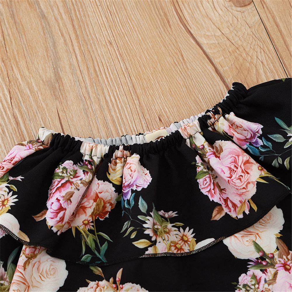 Toddler Girls Floral Printed Long Sleeve Top & Skirt Wholesale Girls - PrettyKid