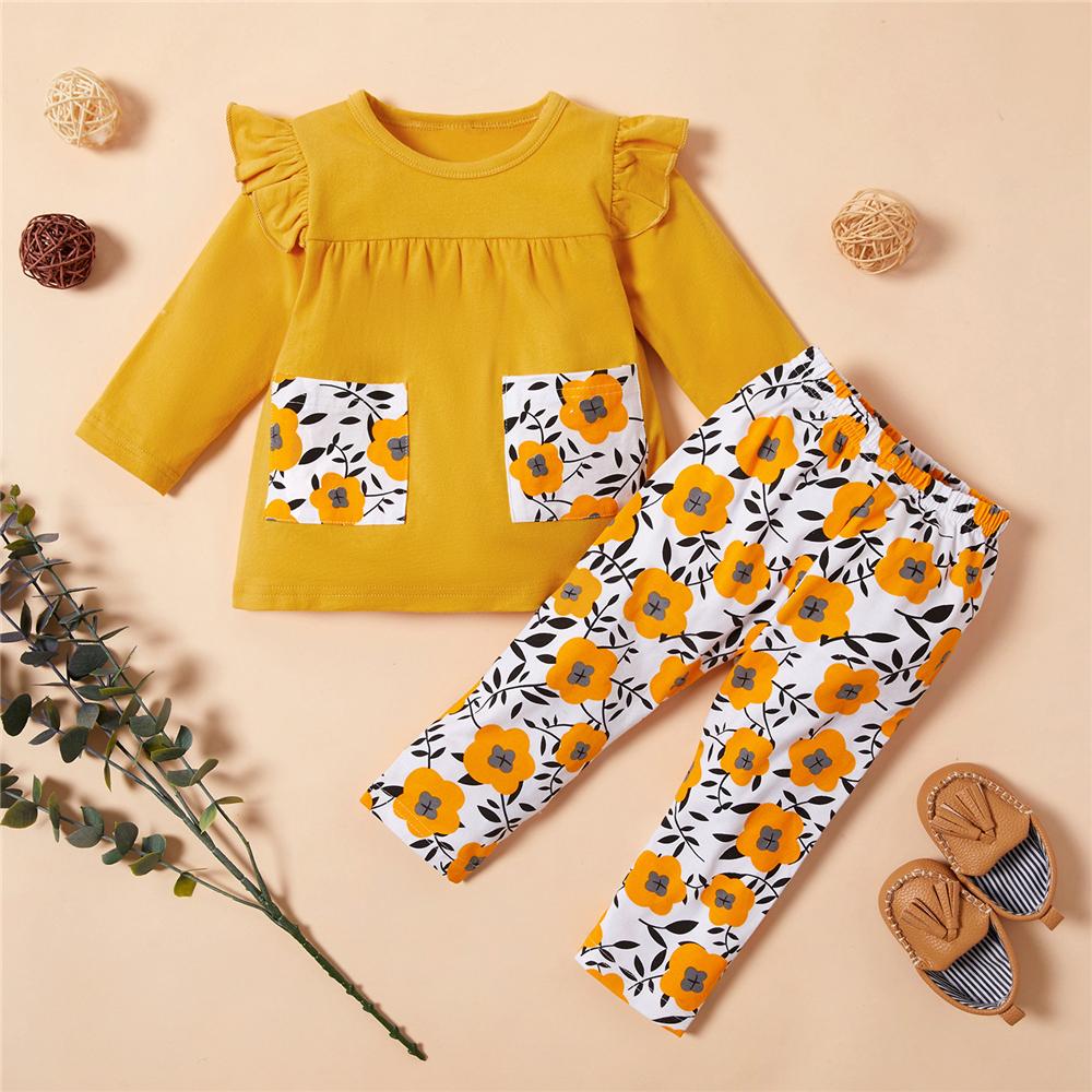 Girls Floral Printed Long Sleeve Top & Trousers Girls Clothing Wholesale - PrettyKid