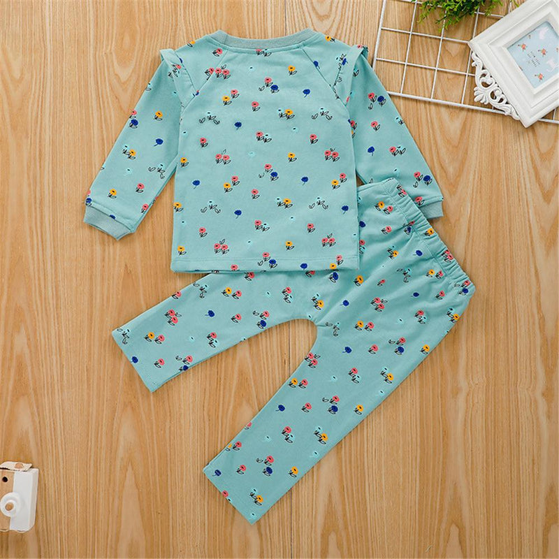 Girls Floral Printed Long Sleeve Top & Trousers Wholesale Girl Clothing - PrettyKid