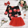 Baby Girls Floral Printed One-shoulder Romper & Tulle Tutu Skirt & Headband - PrettyKid