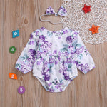 Baby Girls Floral Printed Romper & Headband Baby Clothes Wholesale Bulk - PrettyKid