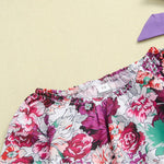 Baby Girls Floral Printed Romper & Trousers & Headband Wholesale Baby - PrettyKid