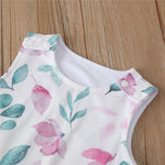 Baby Girls Floral Printed Sleeveless Romper Baby Summer Clothes - PrettyKid