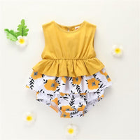 Baby Girls Floral Printed Sleeveless Romper Baby Wholesale clothes - PrettyKid