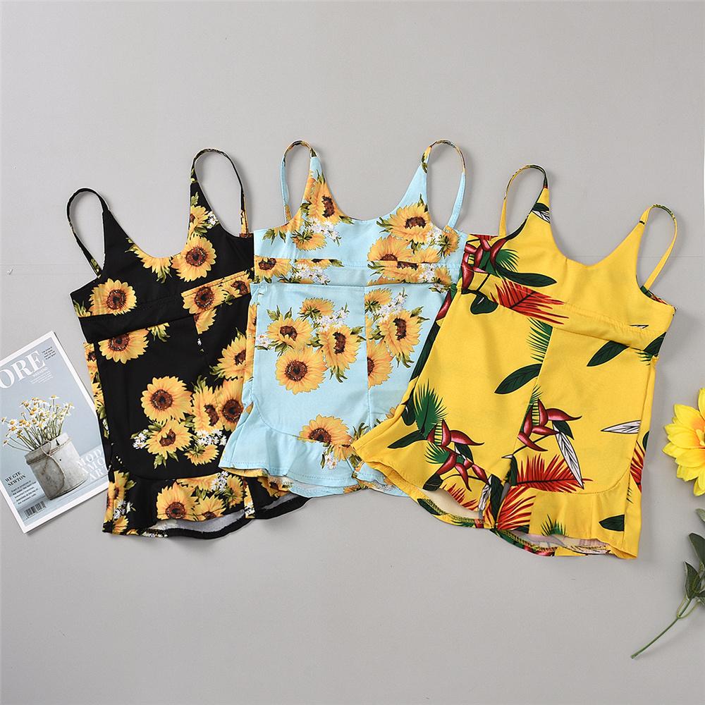 Girls Floral Printed Sleeveless Summer Jumpsuit Baby Clothes Wholesale Suppliers - PrettyKid