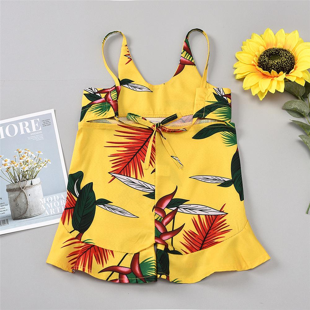 Girls Floral Printed Sleeveless Summer Jumpsuit Baby Clothes Wholesale Suppliers - PrettyKid