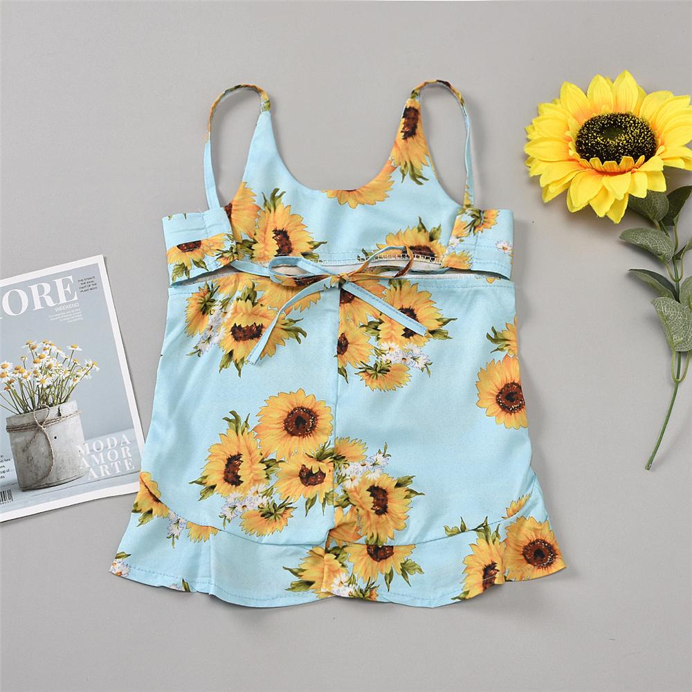 Girls Floral Printed Sleeveless Summer Jumpsuit Baby Clothes Wholesale Suppliers - PrettyKid