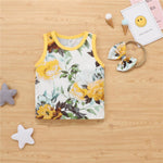 Baby Girls Floral Printed Sleeveless Top & Shorts & Headband Boutique Baby clothing Wholesale - PrettyKid