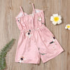 Girls Floral Printed Sling Tie Up Jumpsuit Summer Pajamas Wholesale Little Girl Clothing - PrettyKid