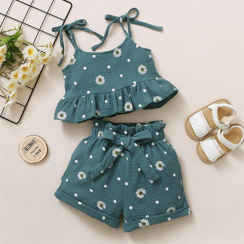 Toddler Girls Floral Printed Sling Top & Shorts Supplierskid clothing ...