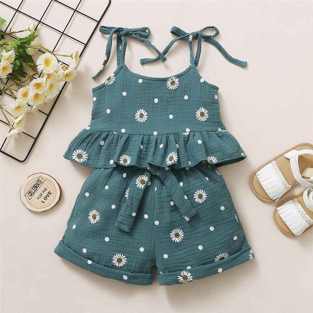 Toddler Girls Floral Printed Sling Top & Shorts Supplierskid clothing ...
