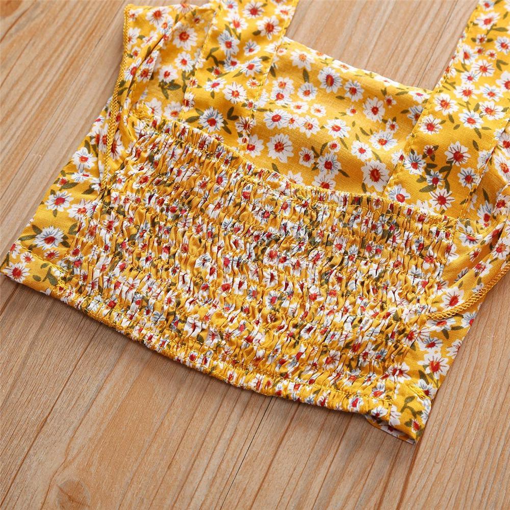 Girls Floral Printed Sling Tube Top & Denim Shorts Bulk Baby Girl clothing - PrettyKid