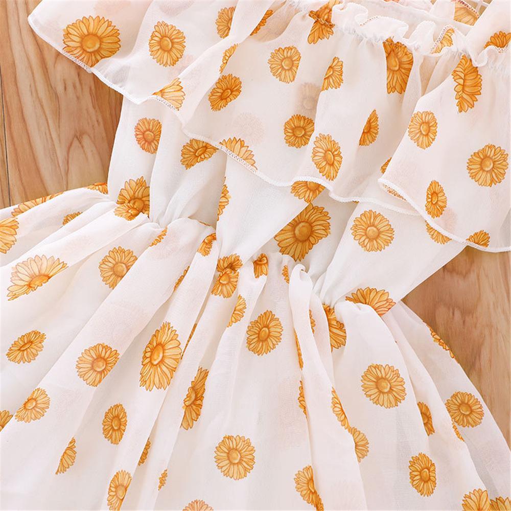 Girls Floral Printed Sweet Suspender Dress Wholesale Little Girl Dresses - PrettyKid