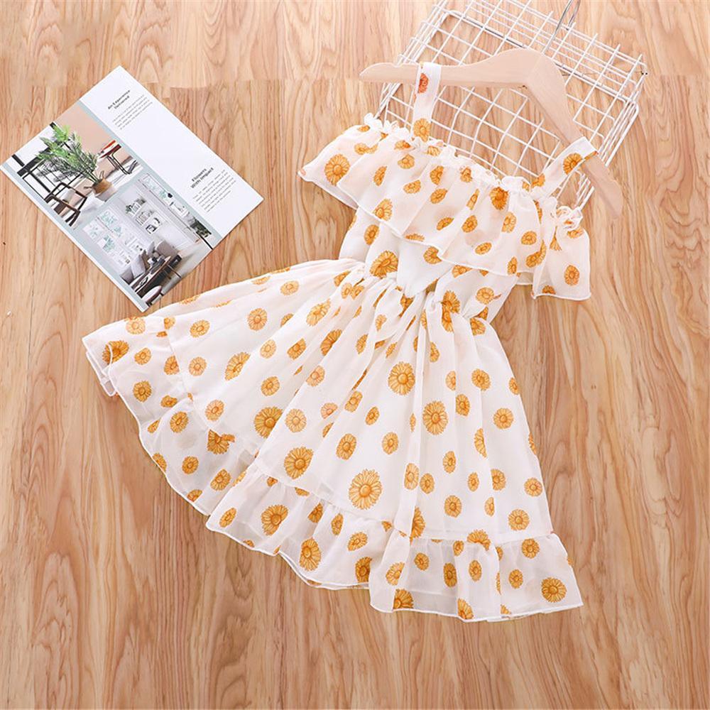 Girls Floral Printed Sweet Suspender Dress Wholesale Little Girl Dresses - PrettyKid