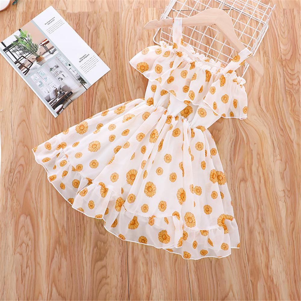 Girls Floral Printed Sweet Suspender Dress Wholesale Little Girl Dresses - PrettyKid